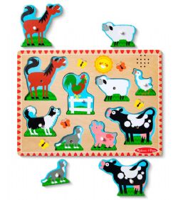 JC25 MELISSA AND DOUG - CASSE-TÊTE 8 PIÈCES ANIMAUX DE LA FERME EN BOIS SONORE